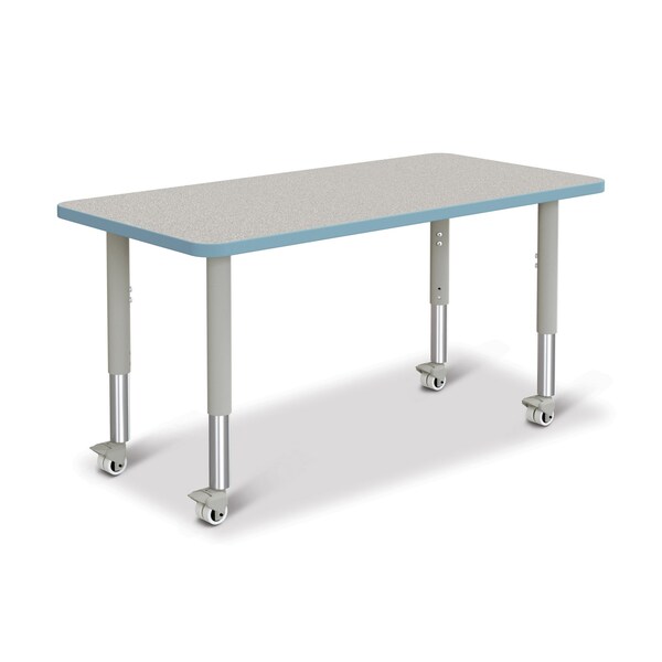 Jonti-Craft Berries Rectangle Activity Table, 24 in. x 48 in., Mobile, Freckled Gray/Coastal Blue/Gray 6403JCM131 - main